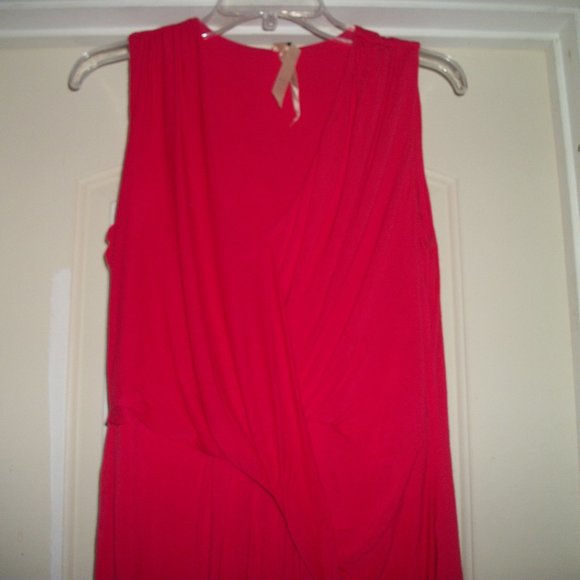 GREEK  ISLANDS STYLE DRAPED NWT NEW RED DRESS L - Picture 2 of 6
